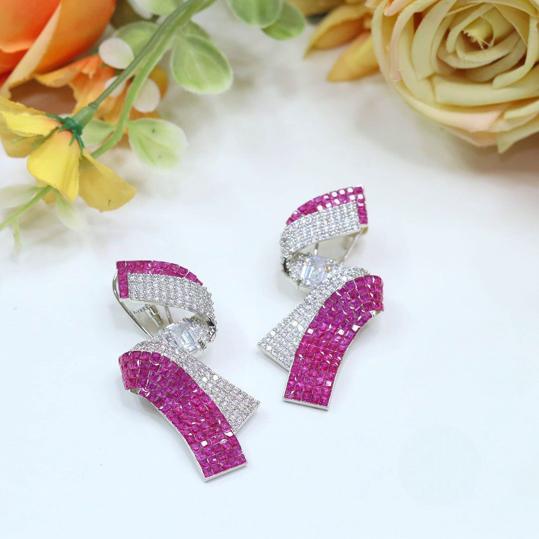 Elegant Bow Crystal Statement Earrings – Glamorous Party Wear