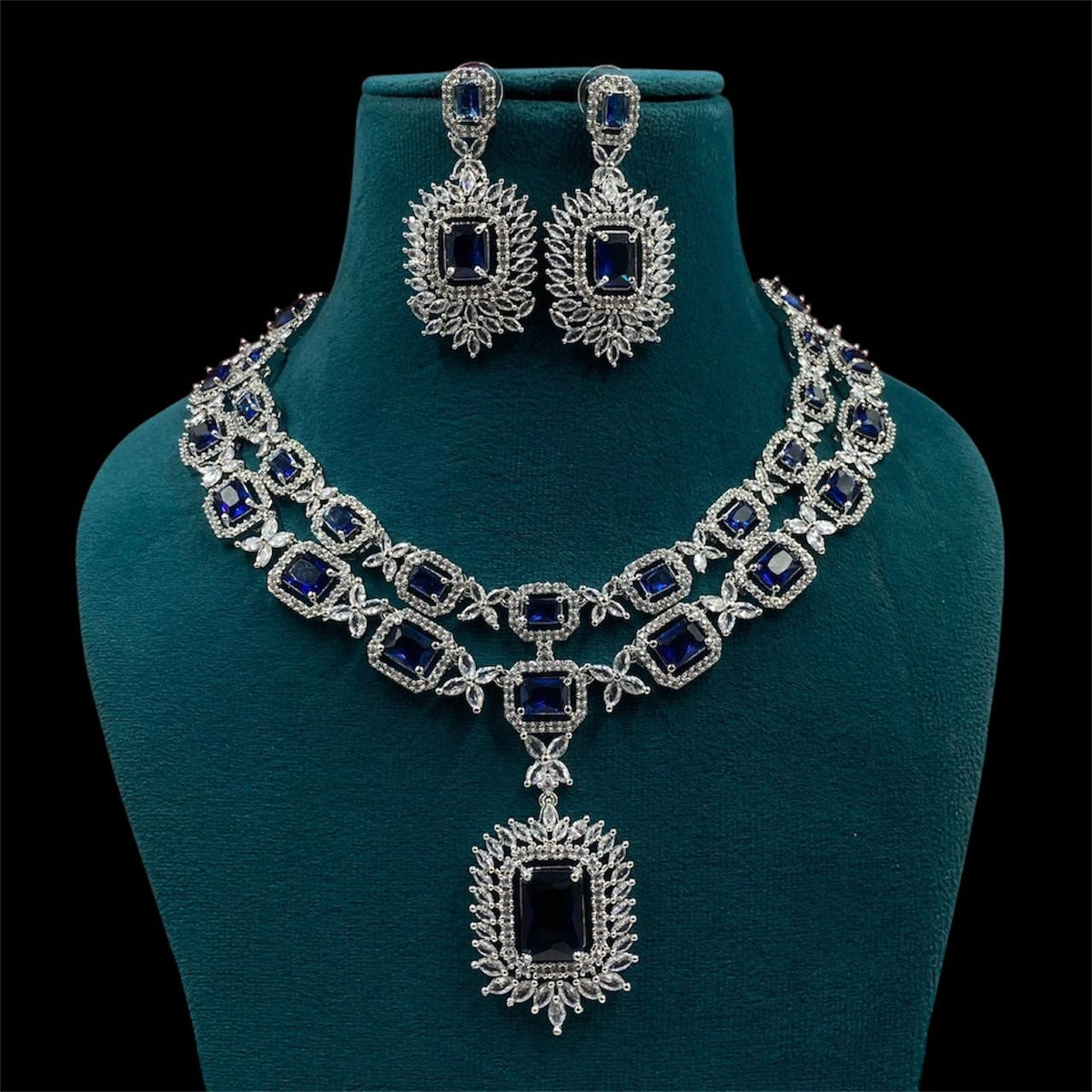 Pakistani Double Layer Floral Design Polki Necklace Set