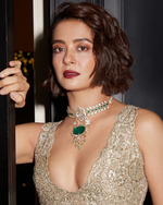 Surveen Chawla Inspired Royal Polki Choker Earrings Set For Wedding
