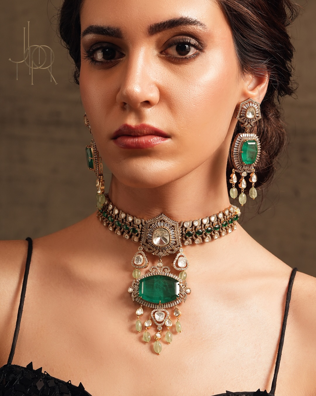 Surveen Chawla Inspired Royal Polki Choker Earrings Set For Wedding