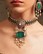 Surveen Chawla Inspired Royal Polki Choker Earrings Set For Wedding