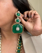 Celebrities Inspired Elephant Design Polki Necklace Earrings Set For Wedding