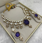 Bridal Polki Indian Ethnic Kundan Necklace Earrings For Wedding