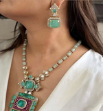 Rajsthani Royal Dangling Polki Necklace Earrings Kundan Jewelry Set