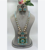 Rajsthani Royal Dangling Polki Necklace Earrings Kundan Jewelry Set