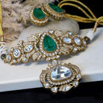 Punjabi Green Traditional Polki Kundan Necklace Set For Wedding