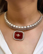 Pakistani Gold Plated Polki Choker Earrings Set For Women