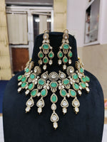 Green Multi-Layered Kundan Polki Choker Earrings Set | Kundan Jewelry | Indian Jewelry | Pakistani Necklace Set | Traditional Jewelry