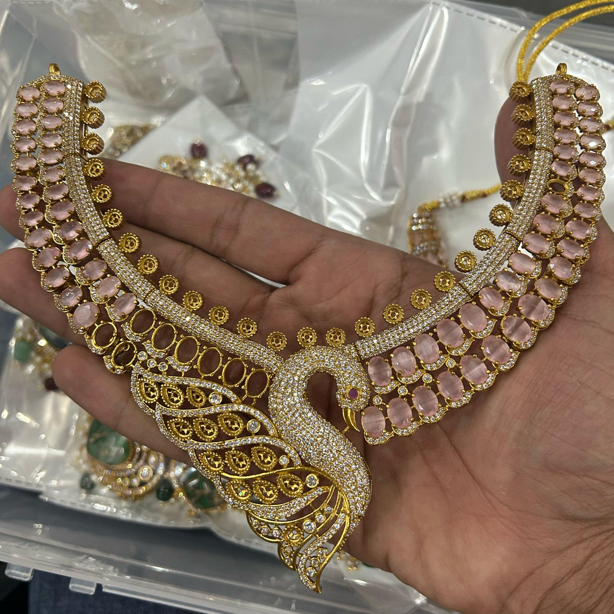 Jaipuri Pale Green Peacock Design Kundan Polki Choker Earrings Set | Kundan Jewelry | Indian Jewelry | Pakistani Necklace Set | Traditional Jewelry