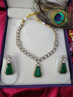 Traditional Craftsmanship American Diamond Kundan Necklace Set | Kundan Jewelry | Indian Jewelry