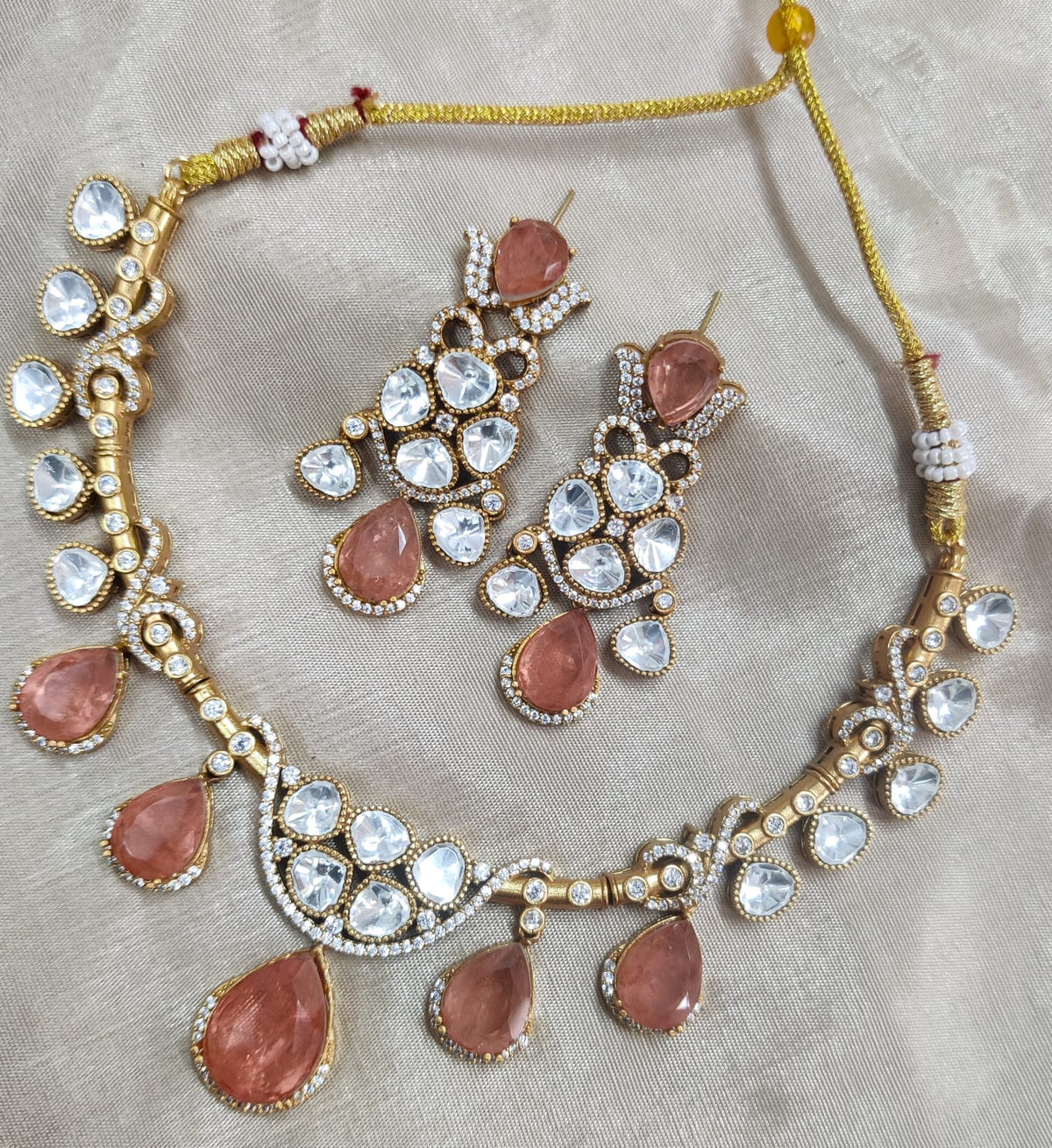 Jaipuri Traditional American Diamond Choker Earrings Set | Kundan Jewelry | AD Jewelry | Indian Jewelry | Traditional Jewelry