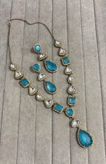 Bollywood Design Teardrop AD Necklace Earrings Set | Kundan Jewelry | AD Jewelry | Indian Jewelry | Traditional Jewelry