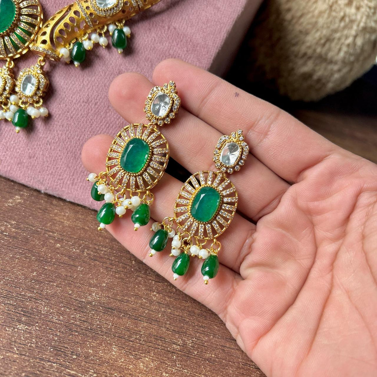 Meenakari JaipuriAD Kundan Necklace Earrings Set| Kundan Jewelry | AD Jewelry | Indian Jewelry