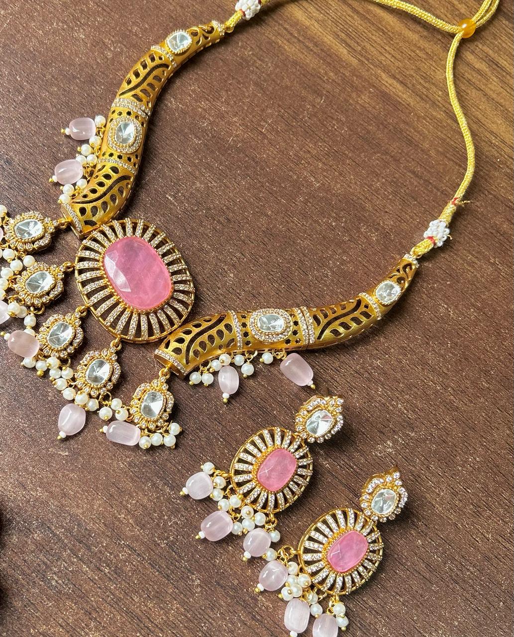 Meenakari JaipuriAD Kundan Necklace Earrings Set| Kundan Jewelry | AD Jewelry | Indian Jewelry
