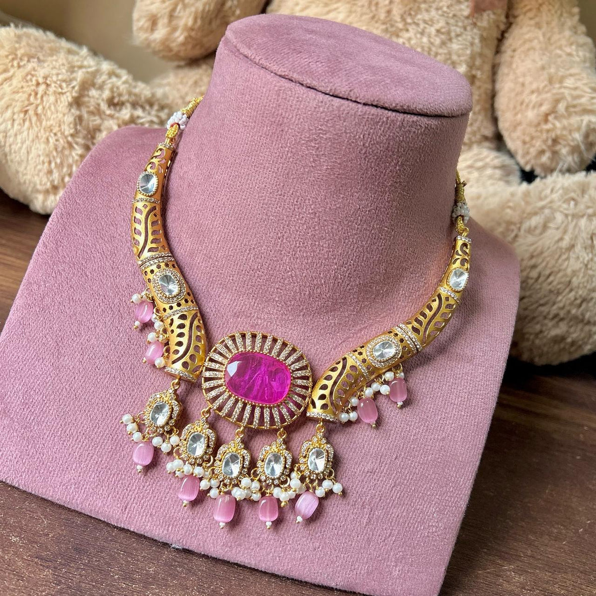 Meenakari JaipuriAD Kundan Necklace Earrings Set| Kundan Jewelry | AD Jewelry | Indian Jewelry