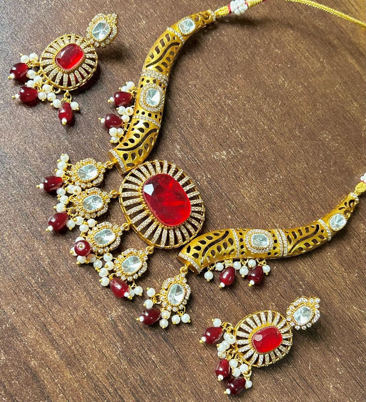 Meenakari JaipuriAD Kundan Necklace Earrings Set| Kundan Jewelry | AD Jewelry | Indian Jewelry