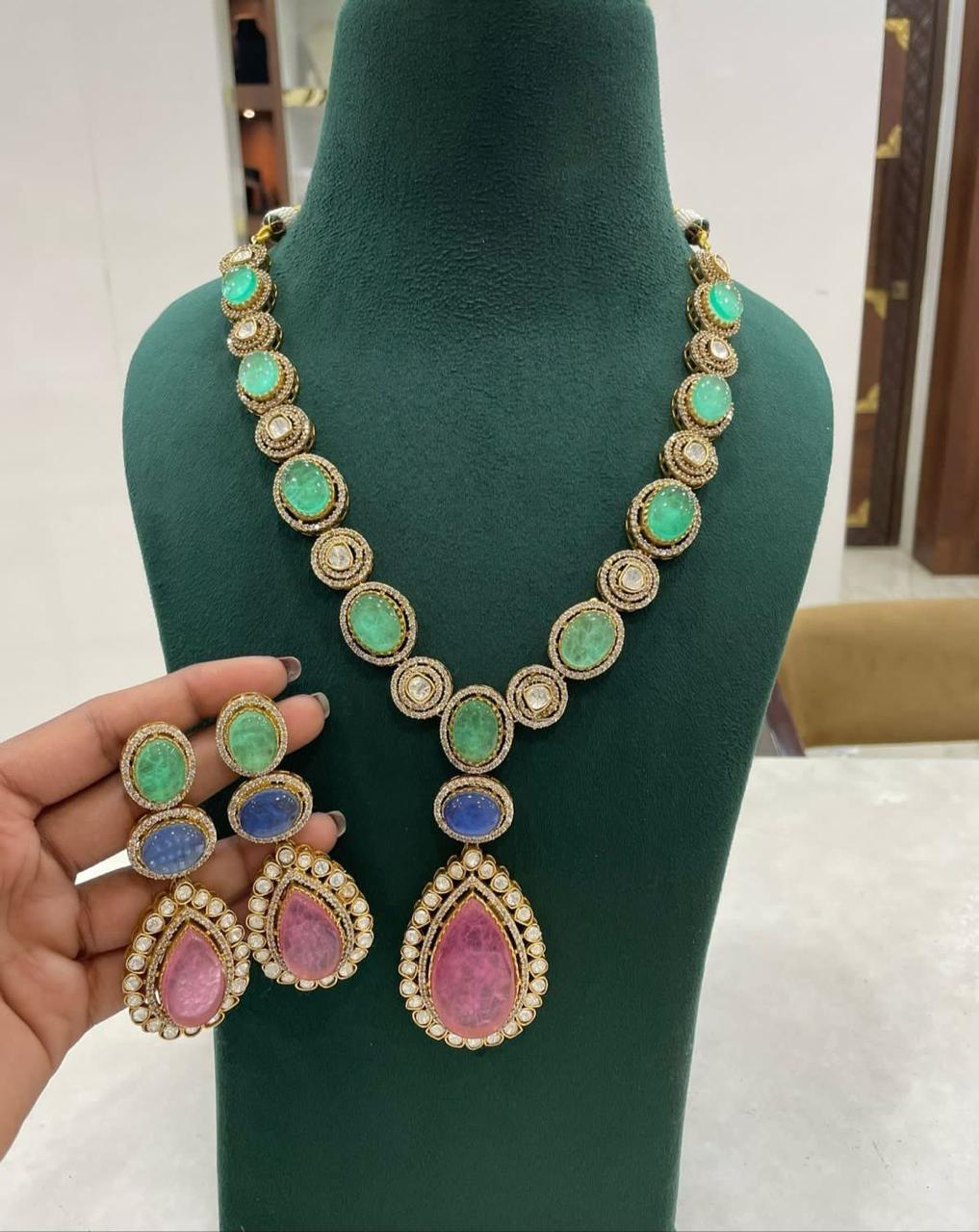 Indian Statement Polki Kundan Necklace Earrings Set | Kundan Jewelry | Indian Jewelry