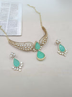 Dazzling Moissanite With Doublet Stone Kundan Choker Set - Jaipuri Polki Kundan Choker Set Indian Jewelry