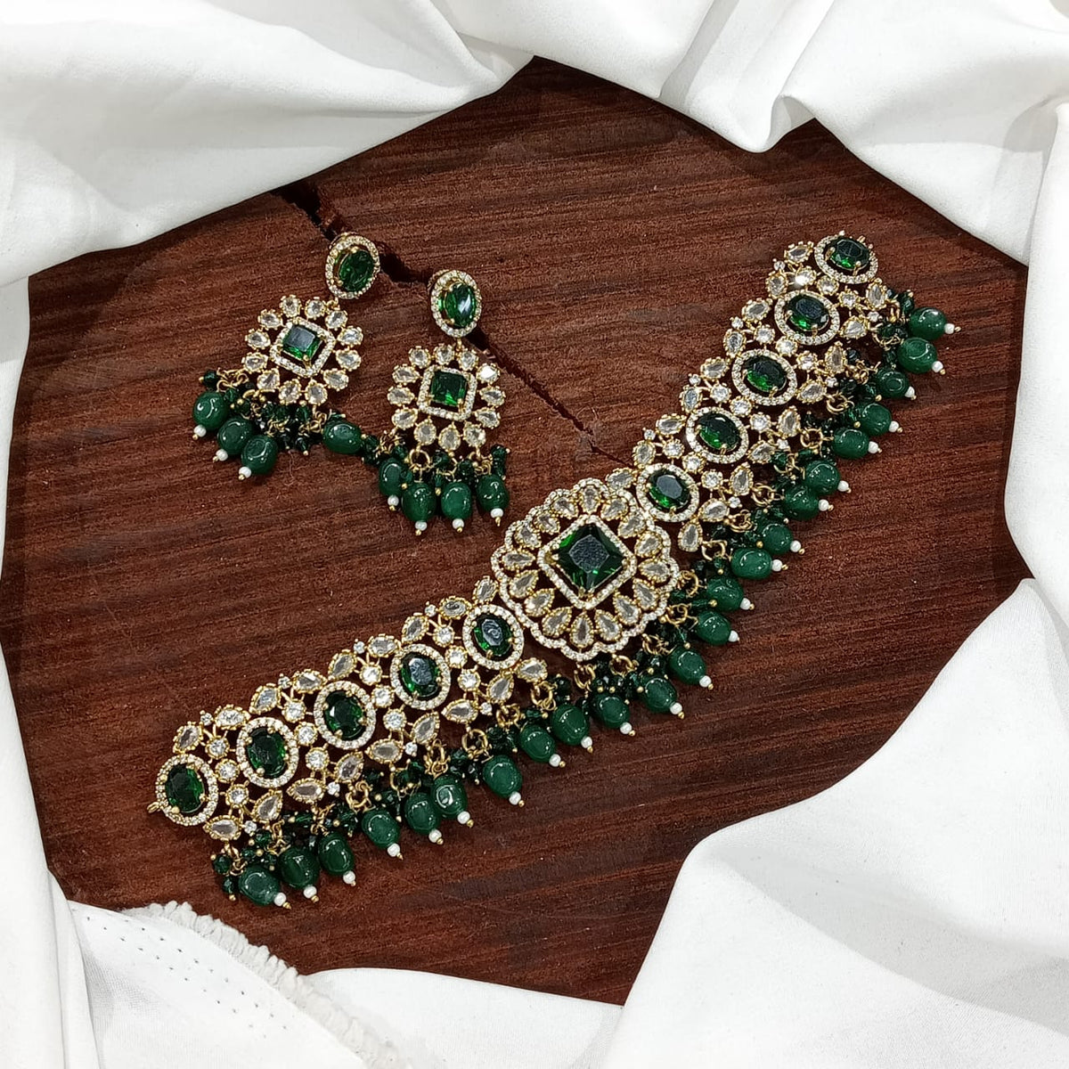 Stylish Victorian Kundan Choker Earrings Set For Wedding - Kundan Choker Set Indian Jewelry