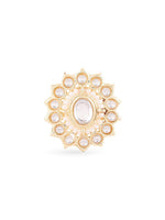 Gold-Plated White Beads Kundan Stone Choker & Pearl Beaded Jewellery Set For Women - Libasaa