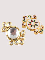 White Gold-Plated Kundan-Studded & Beaded Jewellery Set - Libasaa