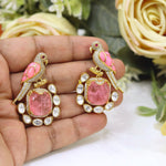 Gold Plated Amethyst Purple Parrot Drop Earrings | Indian Jewellery Crystal Bridal Indian Earring Set