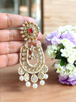 Celebrity Inspired Kundan Pearl Chandbali Earrings | Bollywood Bridal Statement Jewelry