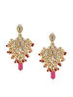 Pink 18k Gold-Plated Kundan Studded & Beaded Jewellery Set - Libasaa