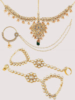 Green Gold-Plated Crystal Stone Studded Bridal Jewellery Set - Libasaa