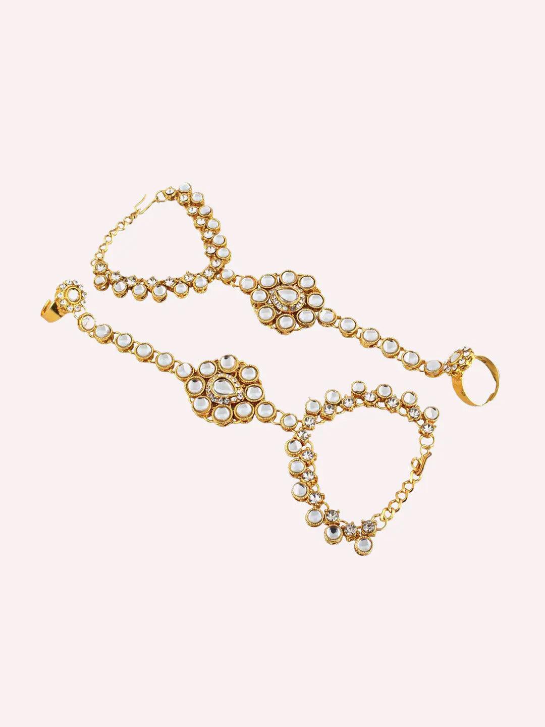 Multi 18K Gold-Plated Kundan-Studded & Beaded Bridal Jewellery Set - Libasaa