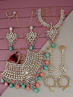 Multi 18K Gold-Plated Kundan-Studded & Beaded Bridal Jewellery Set - Libasaa