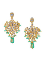 Blue Gold-Plated Kundan Studded & Beaded Choker Bridal Jewellery Set - Libasaa