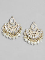 White Gold-Plated Kundan Pearl Studded Choker Necklace Jewellery Set For Girls and Women - Libasaa