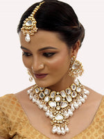 White 18K Gold-Plated Kundan Jewellery Set - Libasaa