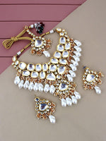 White 18K Gold-Plated Kundan Jewellery Set - Libasaa