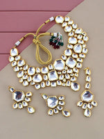 White 18K Gold-Plated Kundan Studded Choker Jewellery Set - Libasaa
