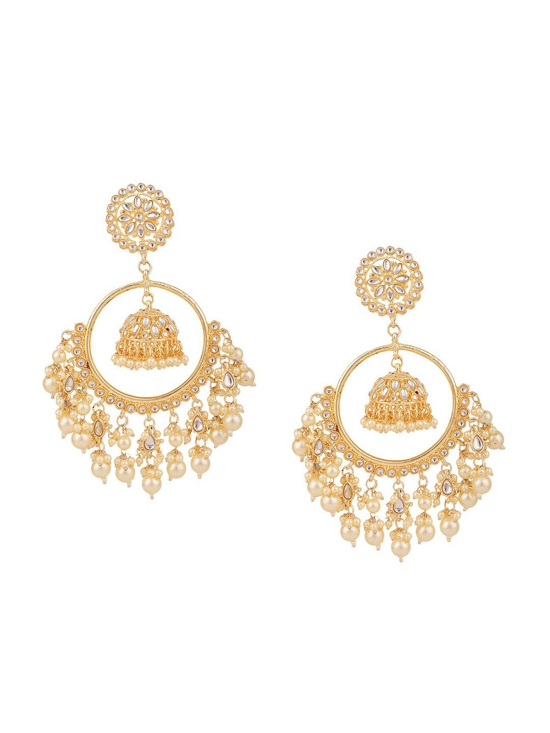 White Gold Beads Bridal Earrings with topaz and pearl Friendship Gift For Girls and Women - Libasaa