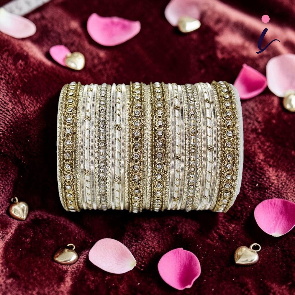 Thread Bangle Set, Stone & Silk Threads Bridal Bangle Set for Women