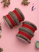 Indian Dotted Bangles Set with Jaali Work Kada (Set of 2), Traditional Ethnic Designer Bangles for Women