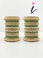 Bridal Punjabi Pacheli kada chuda set, Indian bangles pearls beaded chura