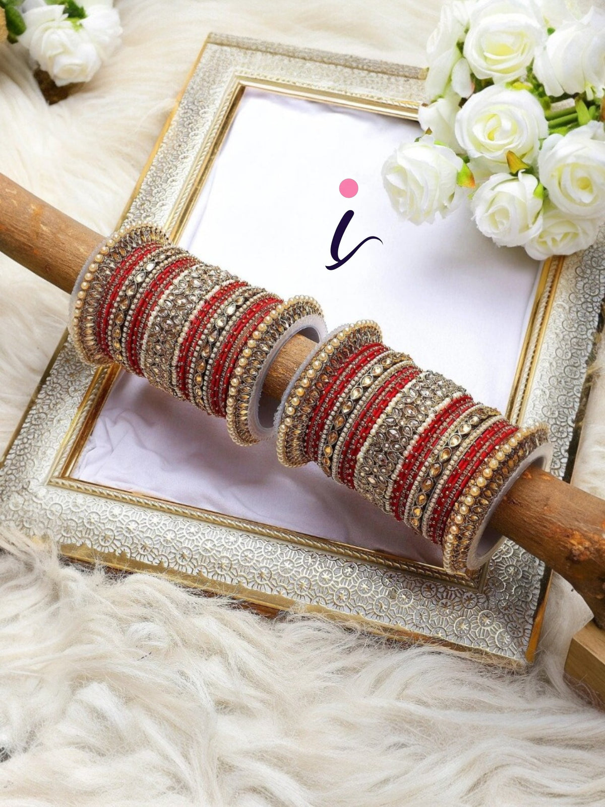 Bridal Punjabi Pacheli kada chuda set, Indian bangles pearls beaded chura
