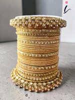 Golden Metal Bangles, Traditional Indian Golden Bangles Set, Ethnic Bridal Jewelry for Women
