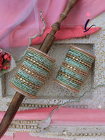 Light Blue Ethnic Kundan Bangles Set for Women | Traditional Bridal Wedding Designer Bangles Collection