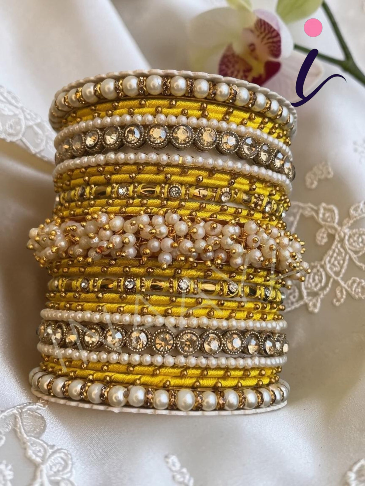 Indian Pearl Bangles Set with Stone Work Kada for Women | Bridal Wedding Designer Bangle Collection | Sizes 2.4, 2.6, 2.8, 2.10