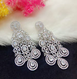 Indian Ethnic AD CZ Layered Silver Plated Earring Set For Wedding Indian Jewelry