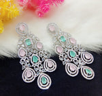 Indian Ethnic AD CZ Layered Silver Plated Earring Set For Wedding Indian Jewelry