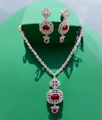 Indian Wedding Rectangular Cubic Zirconia Work Bridal Necklace Set