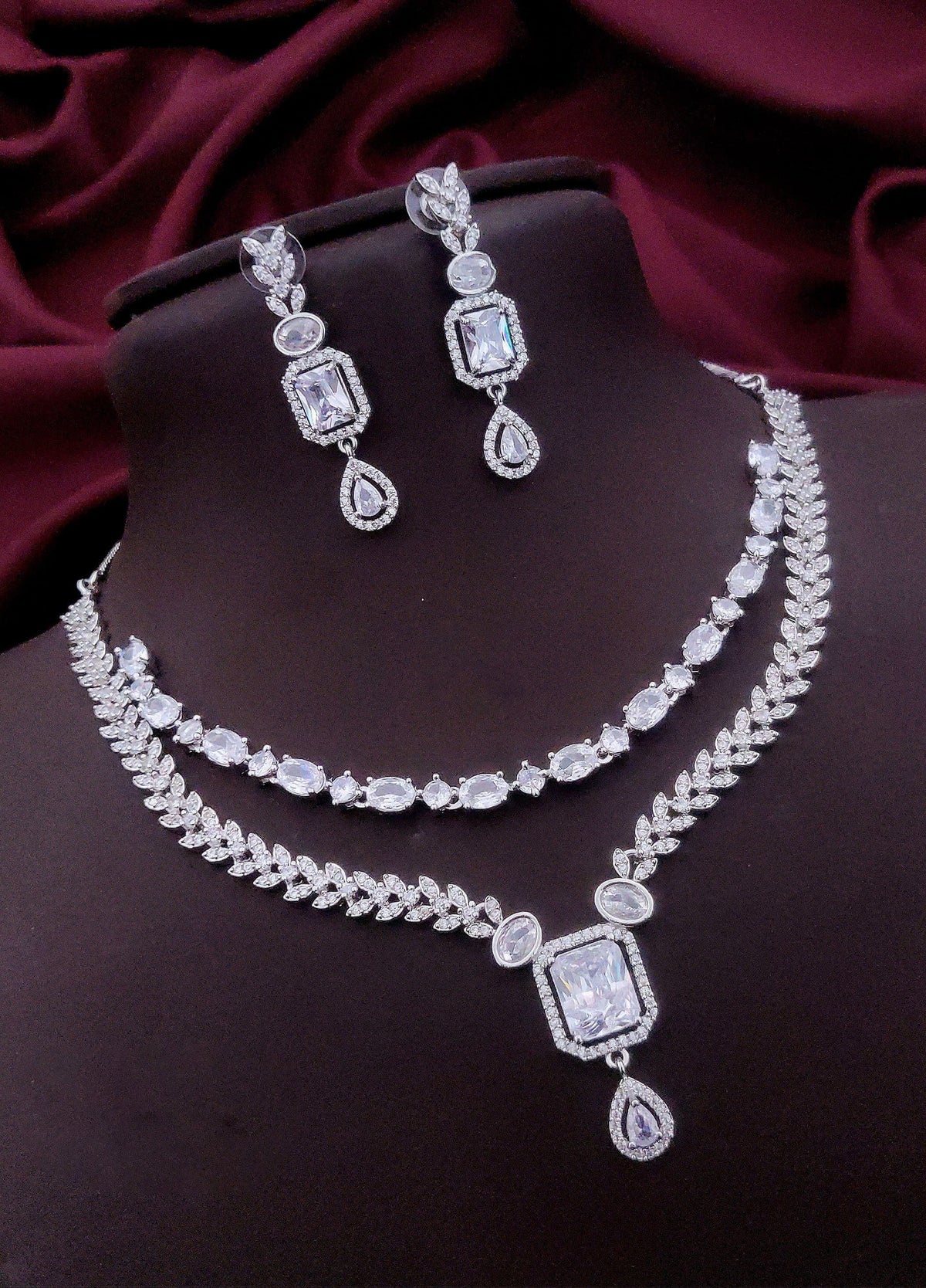 Layered CZ Indian Wedding Choker Earrings Set | Kundan Jewelry | Indian Jewelry | Pakistani Necklace Set | Traditional Jewelry | Polki Necklace