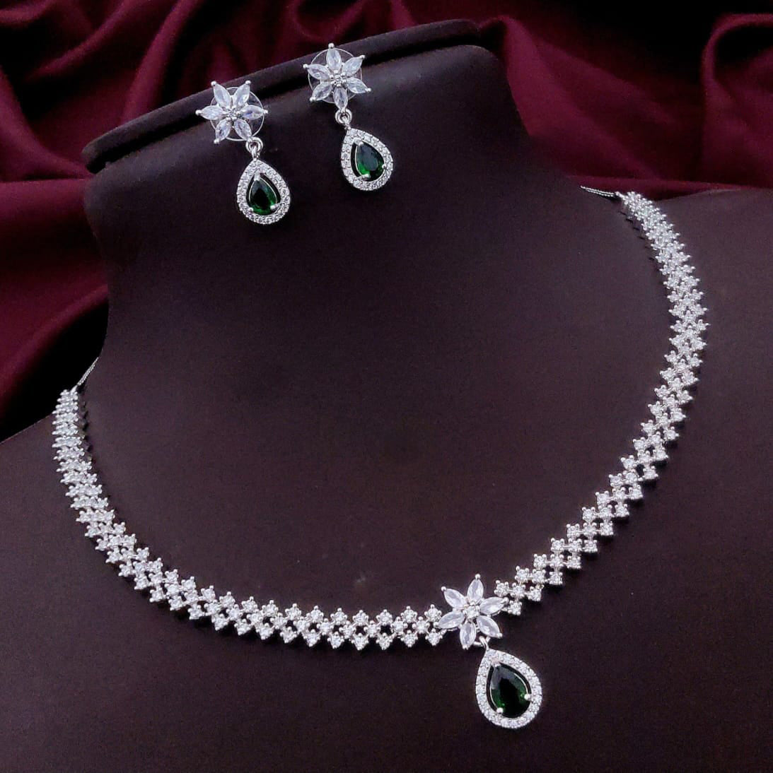 Pakistani Floral AD Kundan Choker Earrings Set | Kundan Jewelry | AD Jewelry | Pakistani Choker Set | Traditional Jewelry