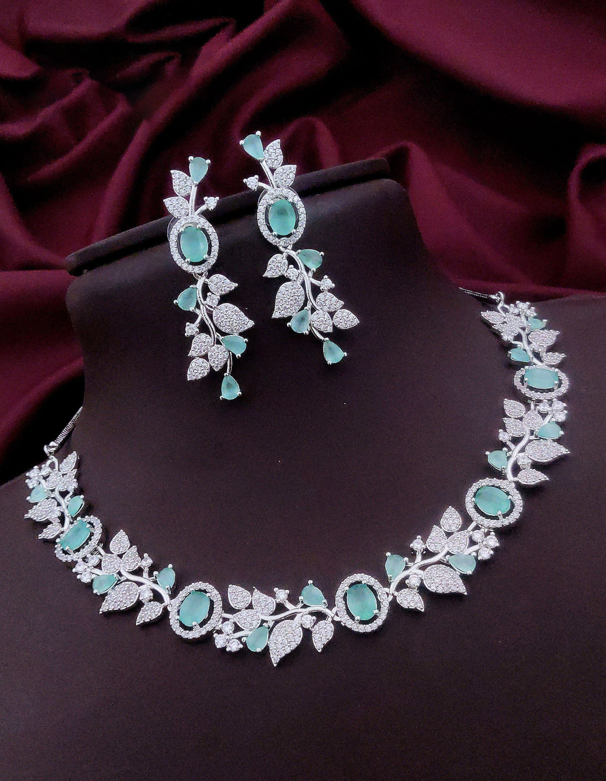 Indian Flower Design Kundan AD Choker Earrings Set | Kundan Jewelry | AD Jewelry | Pakistani Choker Set | Traditional Jewelry